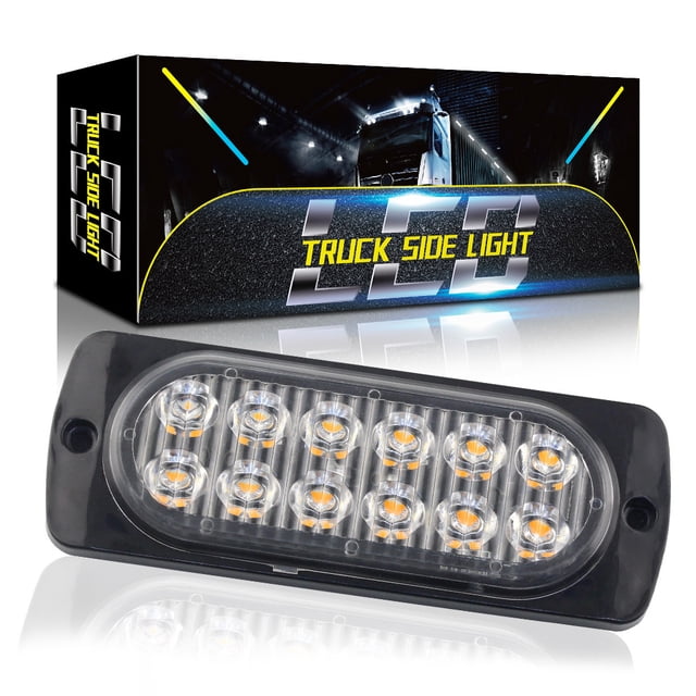 Luz LED de advertencia ultradelgada de 12 luces y 36 W para automóvil, luz estroboscópica lateral para camión de 12-24 V, luz trasera