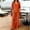 Brick Red, variant on Women's Cotton Linen 2 Piece Outfit, V-Neck 3/4 Sleeve Top & Drawstring Wide Leg Pants Casual Matching Set, Brick Red L