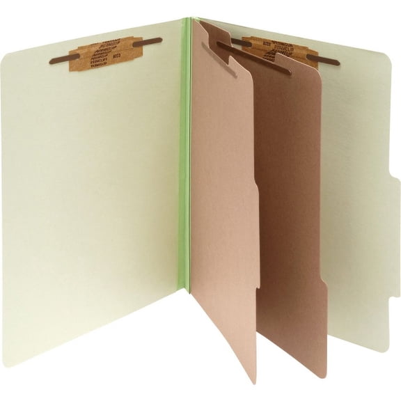 ACCO; Pressboard 6-Part Classification Folders, Legal, Leaf Green, Box of 10 - 3" Folder Capacity - Legal - 8 1/2" x