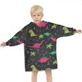 thumbnail image 3 of Colorful Dinosaurs Plants Pattern Blanket Hoodies for Kids 6-13YR Oversize Wearable Blanket Hoodies for Boys Girls Teens, 3 of 7