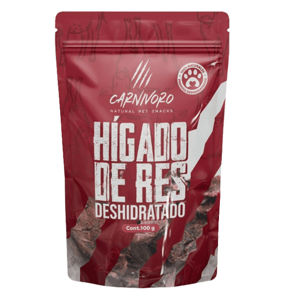 Premio Deshidratado de Hígado de Res Para Perros y Gatos, Carnivoro Pet Snacks, 60 g