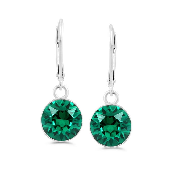Swarovski Earrings, May Birthstone Emerald Color Swarovski Dangle Earrings for Women, Swarovski Crystal Earring Dangles with Certificate and Warranty, Hypoallergenic Dangle Earrings