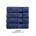thumbnail image 2 of Bergamo 4 Piece Spun loft Towels with Stripe and Twill Weave The Urban Port,Dark Blue- Saltoro Sherpi, 2 of 2