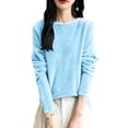 thumbnail image 5 of HLKJKLS Winter Clothing For Women Crew Neck Plush Long Sleeve Thin Pullover Sweater Soft Polyester Loose Casual Fashion Blue S-5Xl, 5 of 5
