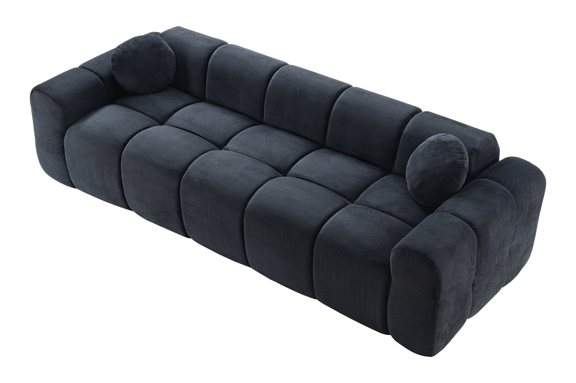 Aukfa 99" Oversized Cloud Sofa Boneless Couch 4-Seater Tufted Upholstered Sofa for Living Room, 2 Pillows, Corduroy, Black