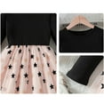 thumbnail image 5 of Girls Sparkle Star Long Sleeve Dress, Black Pink Tulle Party Dress with Ruffle Shoulder for Kids Kids,Size 4-5 T, 5 of 7