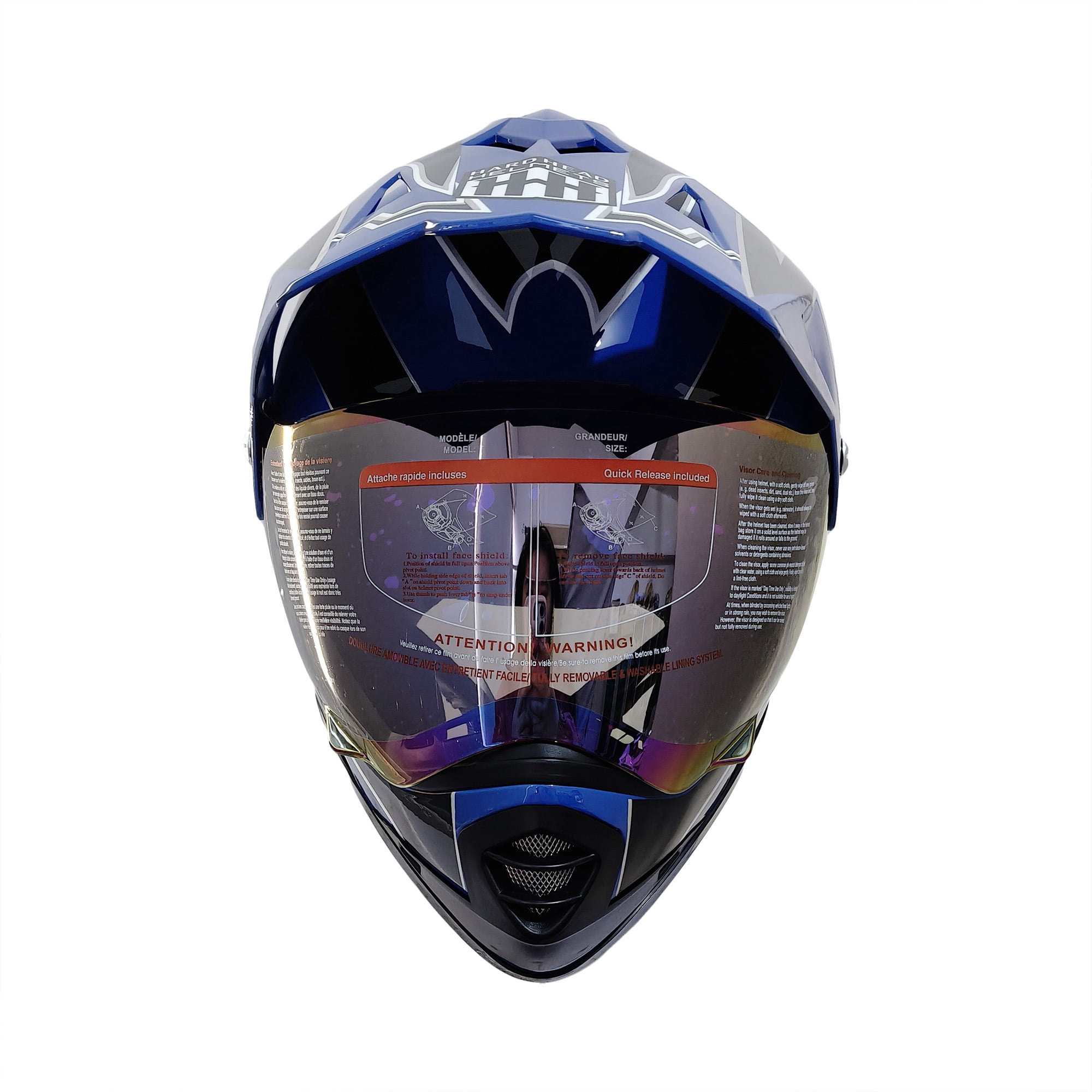 HHH Helmet for Youth and Kids, Full Face with Visor, Dirt Bike Safety Standard DOT Certified-Blue-Small