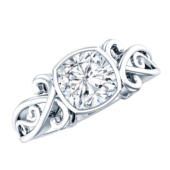 Rosec Jewels Lab Grown Diamond Cushion Engagement Ring - EF-VS Quality - Gift For Women, 925 Sterling Silver, US 4.00