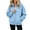 Blue, variant on Zip Up Sweatshirt Jackets for Women Stand Collar No Hood Long Sleeve Loose Solid Fall Casual Layering Outerwear with Side Pockets