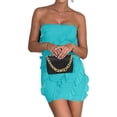 thumbnail image 3 of Off Shoulder Women Strapless Slim Ifit Ruffle Club Bodycon Mini Dress, 3 of 6