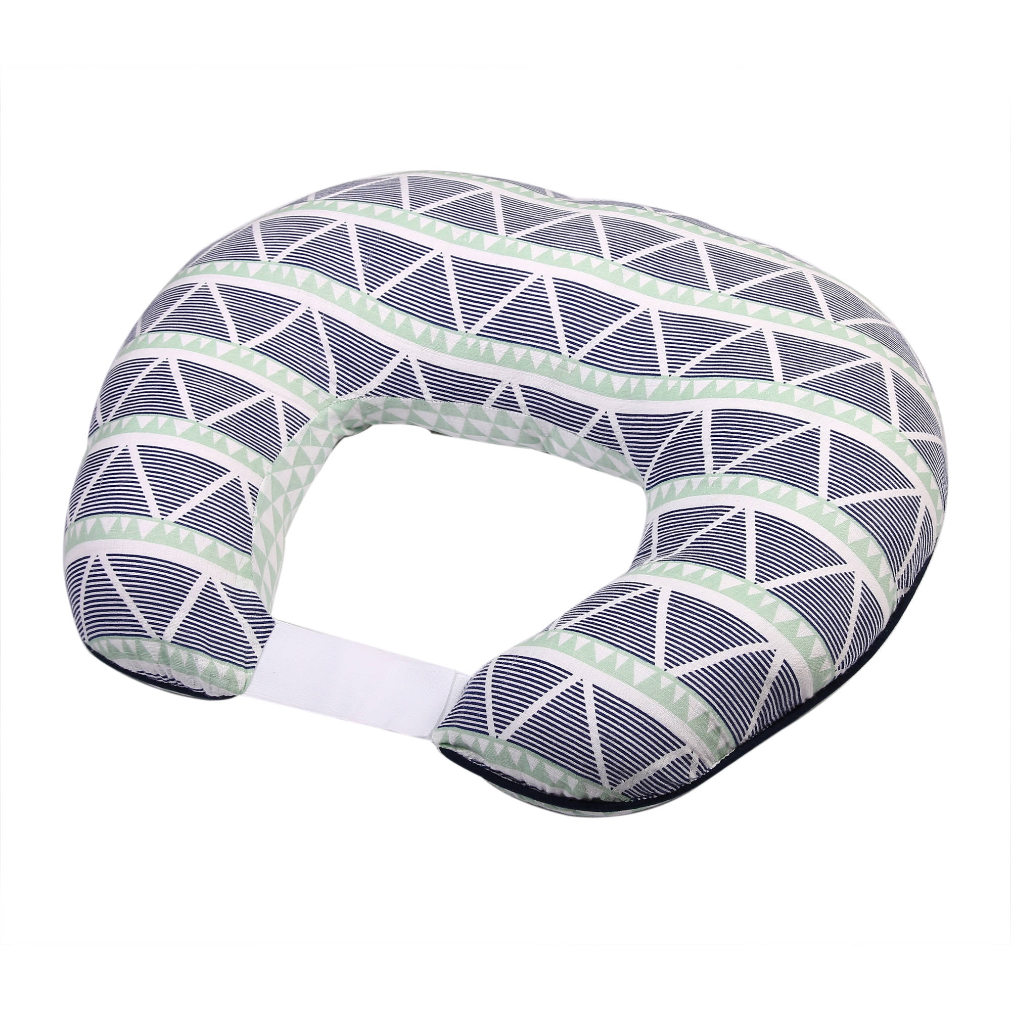 Bacati - Emma Aztec Mint/Navy Large Triangles Muslin Nursing Pillow includes cover and polyfilled pillow insert