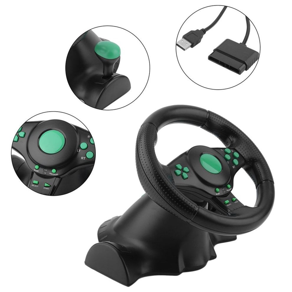 180 Degree Rotation Gaming Vibration Racing Steering Wheel With Pedals