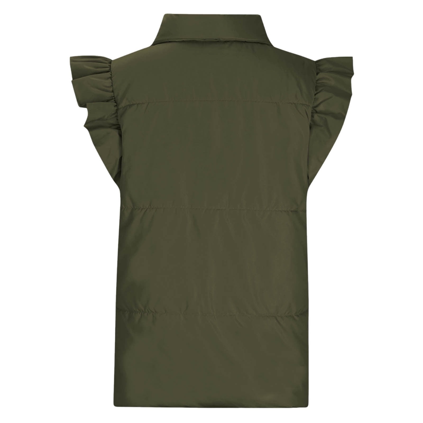 Lenpel Women's Padded Vests Button down Ruffle Sleeveless Puffer Jackets Lightweight Winter Coat with Pockets
