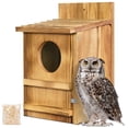 thumbnail image 1 of Casa para búhos MOBYKE para búho chillón, grande, de madera, con poste para rascar, 1 of 7