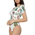 thumbnail image 2 of Naloa Frog and Forest Plants Women's Short-Sleeved Onesie, One-Piece Swimsuit for Parties, dates, clubs - X-Large, 2 of 9