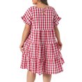 thumbnail image 4 of DARING DIVA Women's Plus Gingham 1950s Plaid Round Neck Dress 4X Red, 4 of 6