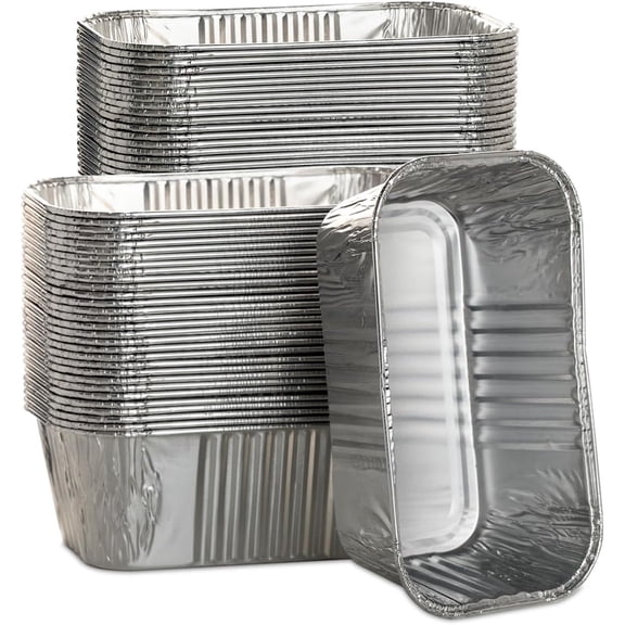 50 Pack 1Lb Mini Loaf Pans, 6” x 3.5” x 2” Foil Disposable Loaf Pans, Aluminum Foil Bread Pans for Baking Homemade Cakes & Breads Holiday Treats Food Storage