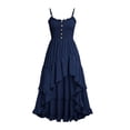 thumbnail image 4 of Iyufng Womens Solid Color Ruffled Spaghetti Straps Dresses Sleeveless Fitted Pleated Casual Dress, 4 of 6