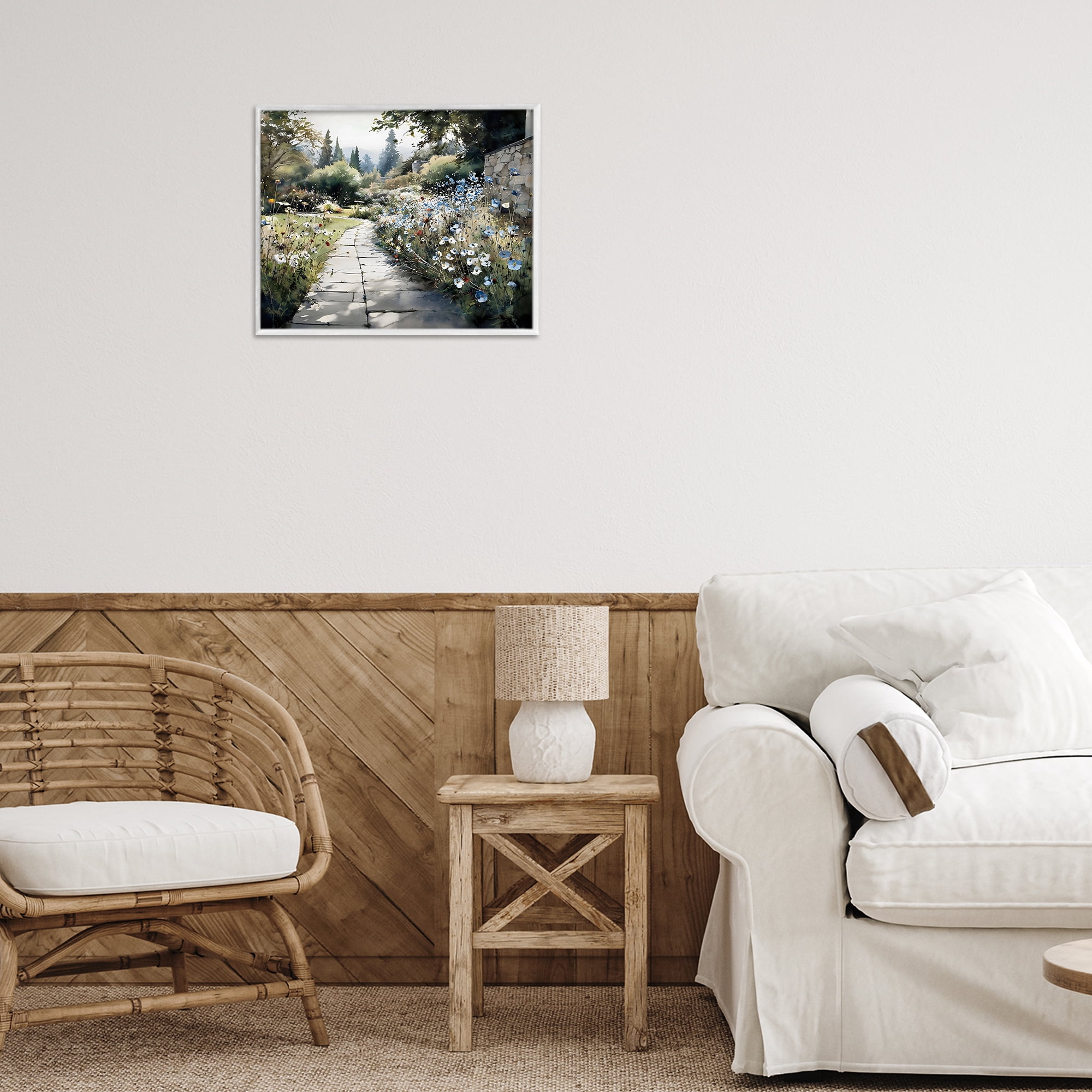 Stupell Industries Garden Pathway in Summer Light White Framed Giclee Art, design by Franklyn Gregory