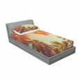 thumbnail image 3 of Palm Tree Bedding Set with Sheet & Covers, Trees in Sunlights Tranquility in Tropical Nature Landscape at Summer Theme, Printed Bedroom Decor 2 Shams, 4 Sizes, Orange Green, by Ambesonne, 3 of 3