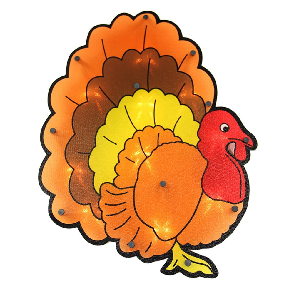 16.5" Lighted Thanksgiving Turkey Window Silhouette Decoration