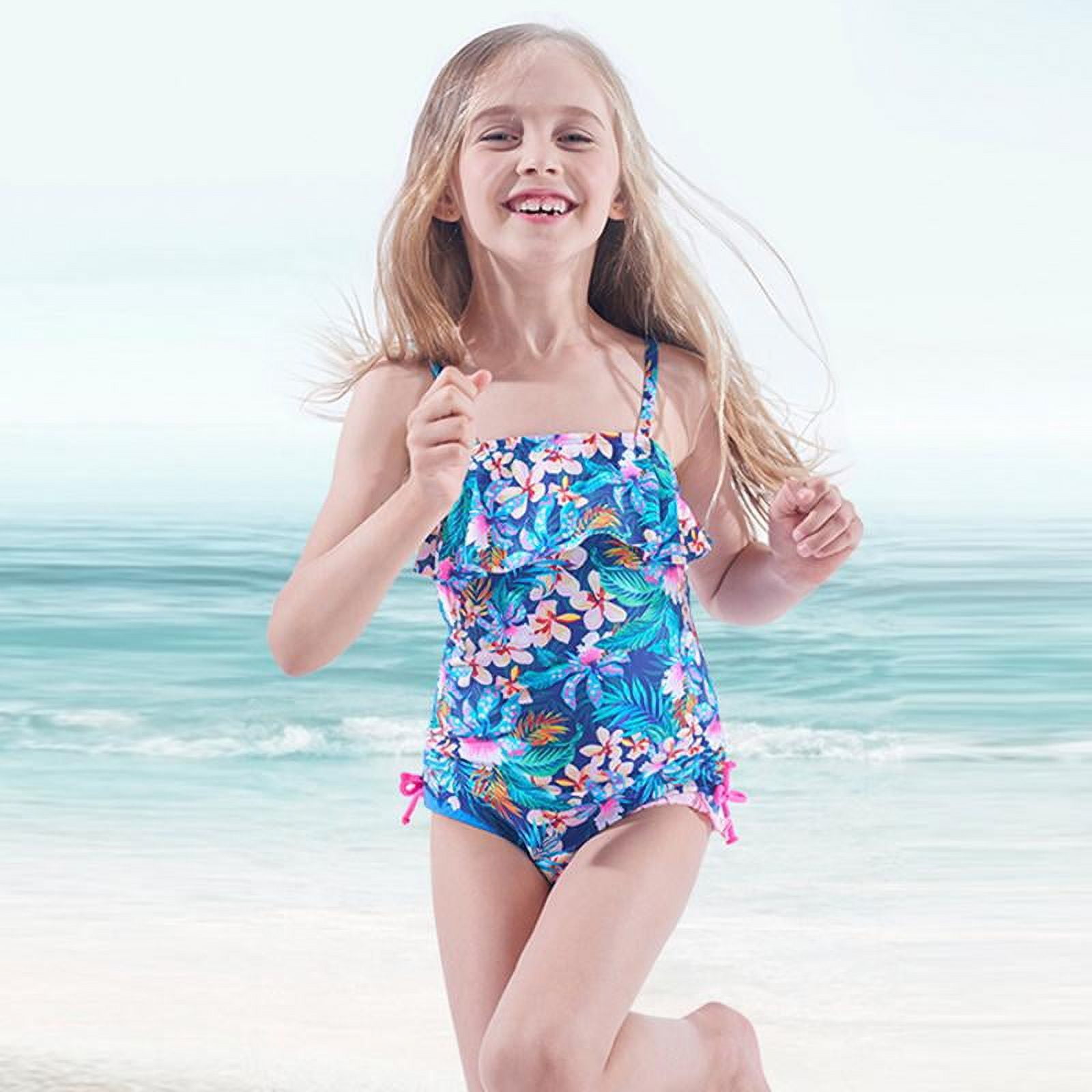 Girls Two Piece Swimsuits, Kids Flamingo Hawaiian Ins Bikini, Tropical Printing Beach Bathing Suit for Vacation | IKALI Costume 8-9 Years