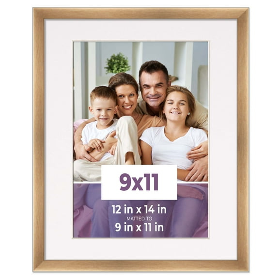 9x11 Frame Bronze With White Picture Mat For 9x11 Photo - Bronze 12x14 Frame To Display Print or