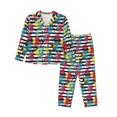 thumbnail image 1 of Fotbe Trendy Colorful Pineapples 1 Conjunto de Pijama de Manga Larga para Mujer con Estampado, Ropa de Dormir de 2 Piezas, Conjunto de Casa Suave y Cómodo con Bolsillos-Medium, 1 of 7