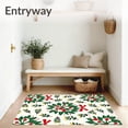 thumbnail image 3 of ODIKA 3'x5' Machine Washable Non-Slip Area Rug, Festive Holly Wreath Holiday Bathroom with Hooks High Traffic Rug, Green, 638617, 3 of 7