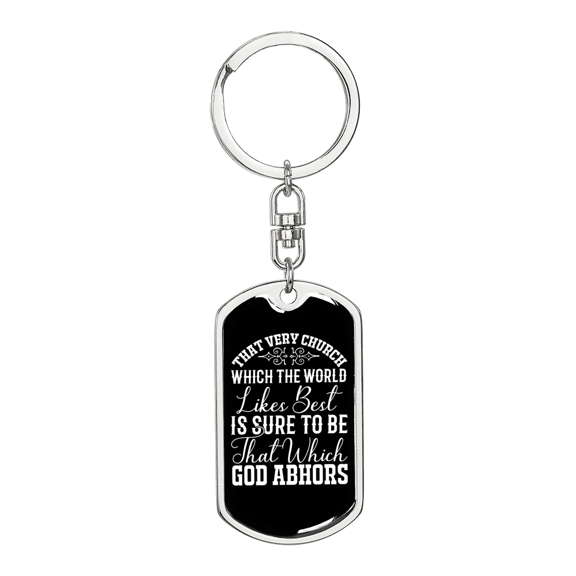 God Abhors Stainless Steel or 18k Gold Premium Swivel Dog Tag Keychain
