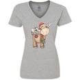 thumbnail image 3 of Inktastic Christmas Molly Moose Women's V-Neck T-Shirt, 3 of 5