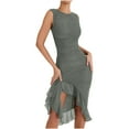 thumbnail image 1 of FcBaudy Robe Sans Manches à Col Rond Jusqu'aux Genoux, Robes d'Été pour Femmes Robe Européenne et Nouvelle à la Mode et Dos Serré Plissé Mi-Longue Robe Sans Manches à Col Rond Longueur Genou Robe pour Femmes, 1 of 5