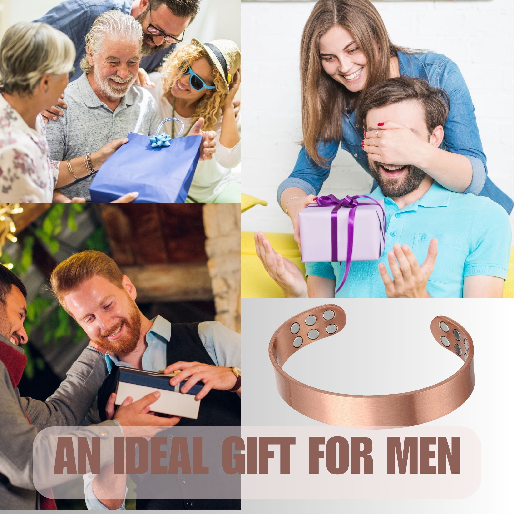 Wollet Magnetic Copper Bracelets for Men – Adjustable Copper Magnetic Bracelets, Set of 2
