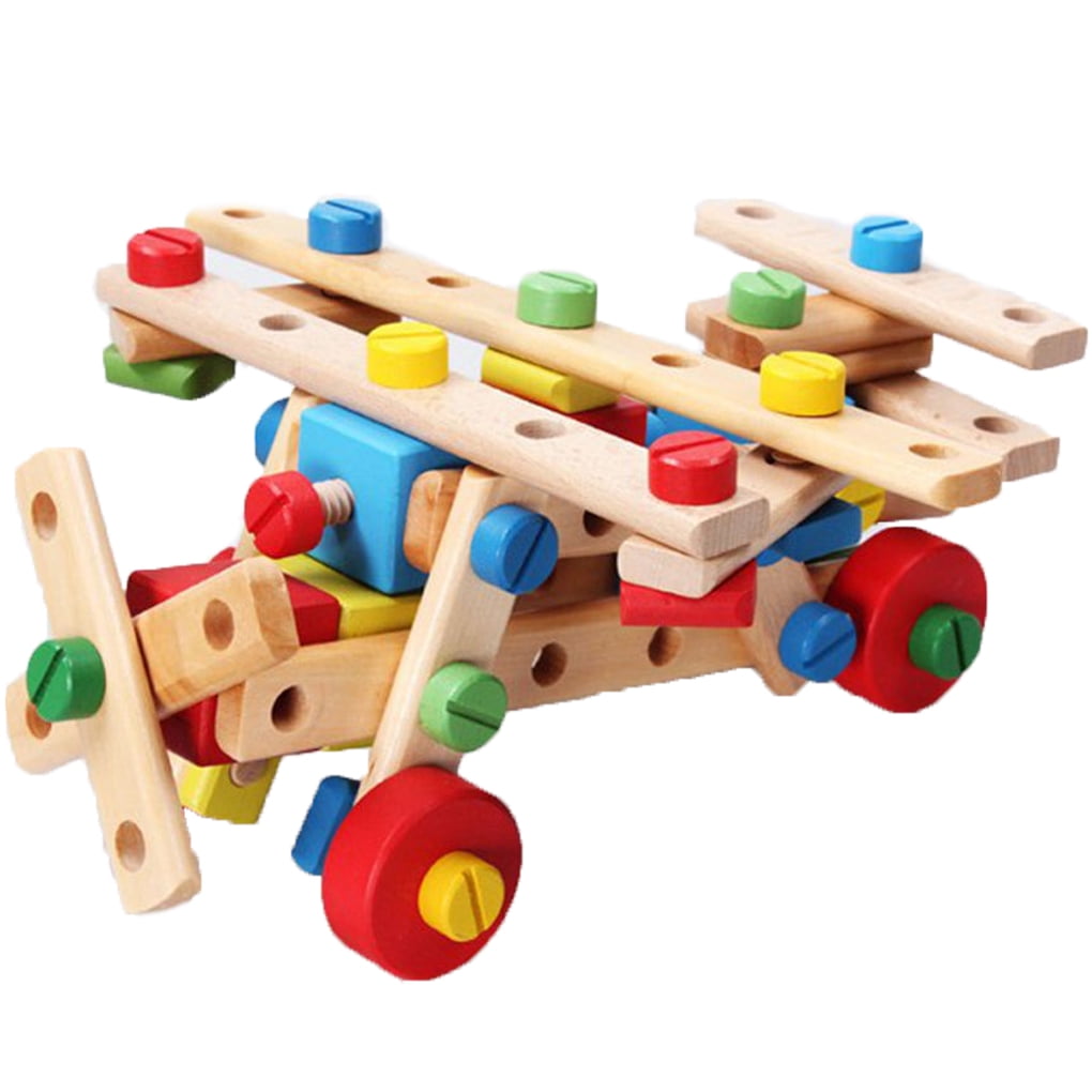 B Kunmark Wooden Nuts and Bolts Tools Set Building Combination Shape Changed Car Truck Creative Early Educational Blocks Toys 
