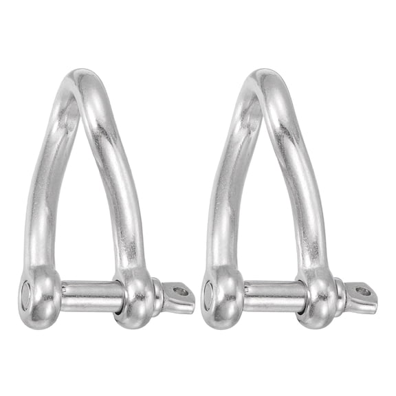 Uxcell 316 Stainless Steel Twist Shackle 1/2" 12mm, 1543 lbs Load Twisted Clevis with Screw Pin 2 Pcs