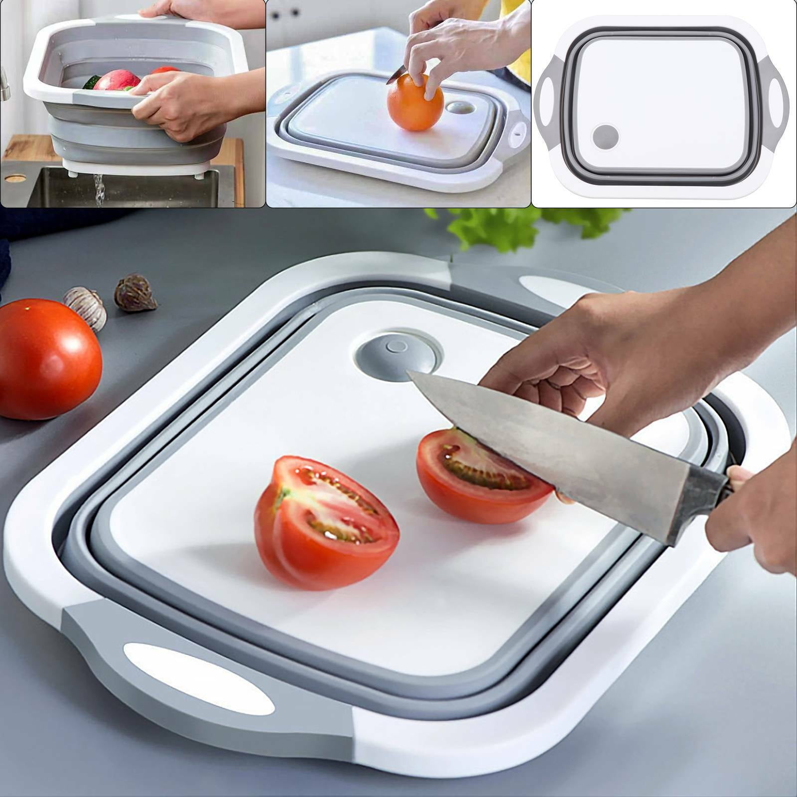[2 Styles]4 IN 1 Kitchen Foldable Cutting Board Sinks Drain Basket