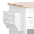 thumbnail image 6 of Kitchen Island with Rubber Wood Top, Rolling Mobile Kitchen Island with Storage and Towel Rack, Rolling Kitchen Table with Drop Leaf Countertop, Adjustable Shelves Drawers,Island Table Kitchen White, 6 of 7