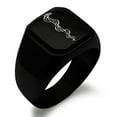 thumbnail image 1 of Stainless Steel Rod of Asclepius Engraved Square Flat Top Biker Style Polished Signet Ring, 1 of 1