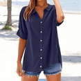 thumbnail image 5 of Yubnlvae Dark Blue Summer Tops for Women Trendy Sleeveless Cotton Linen Tank Top Casual Button V Neck Tunic Blouses, L, 5 of 5