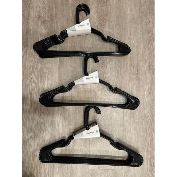 21 Pics (3 X 7 Packs) Plastic Clothes Hangers Black Hangers Shirt Coat Pants