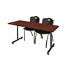 66" x 30" Kobe Training Table- Cherry and 2 "M" Stack Chairs- Black