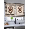thumbnail image 5 of Sheer Curtains 45 Inch Length, Western Texas Star Vintage Semi Sheer Curtains Light Filtering Window Treatment, Rustic Wreath Black Beige Plaid Privacy Voile Drapes for Living Room 52x45 Inch, 5 of 7