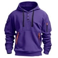 thumbnail image 6 of Sweatshirt for Men,Casual Button Up Hoodie Side Pockets Comfortable Pullover for Streetwear Daily Wear,Men Hoodies,05 Purple,M, 6 of 6