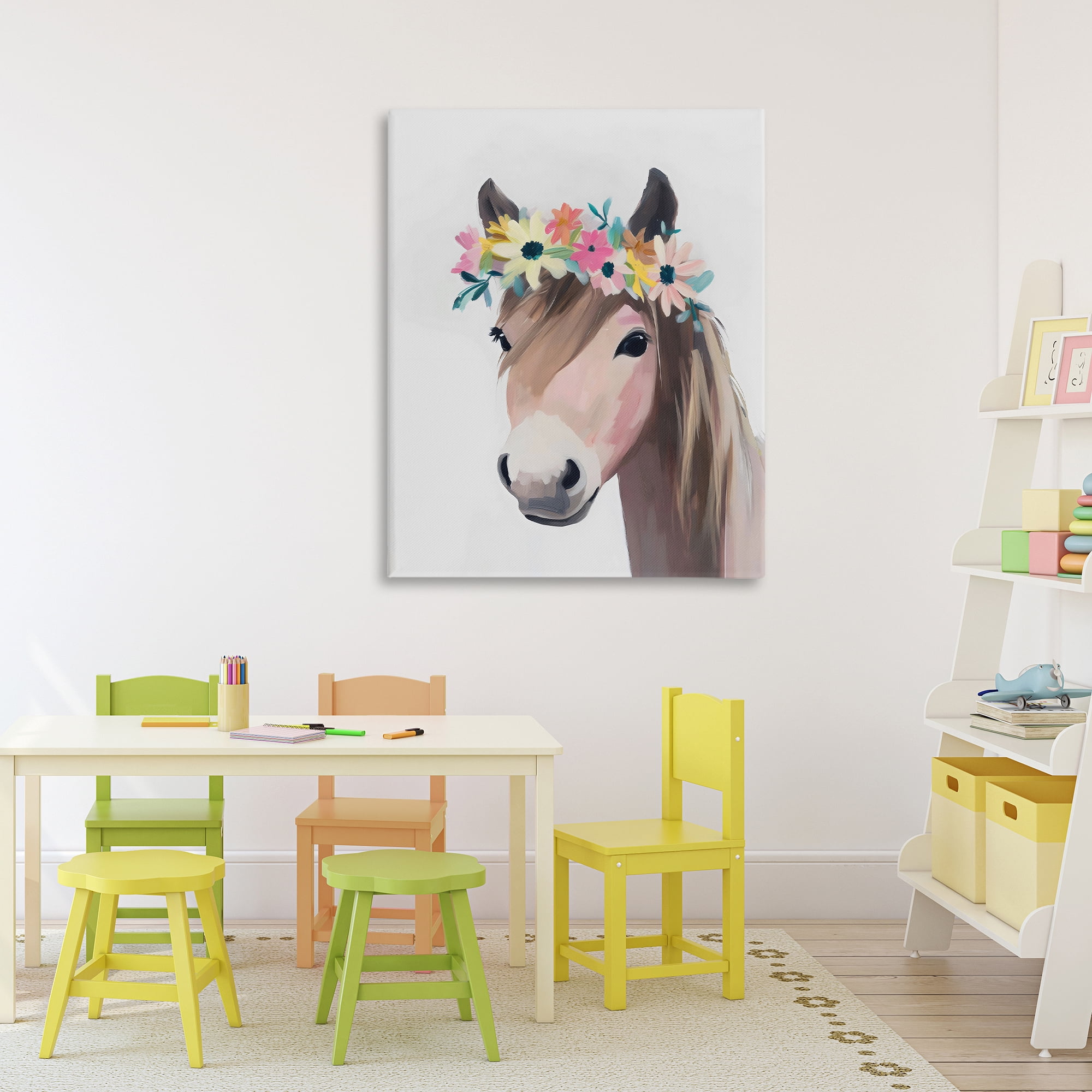 Stupell Industries Flower Crown Horse Canvas Wall Art, design by The Prints Vibe