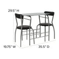 thumbnail image 6 of Flash Furniture Sutton 3 Piece Space-Saver Bistro Set with Black Glass Top Table and Black Vinyl Padded Chairs, 6 of 8