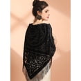 thumbnail image 2 of Velvet Shawl with Fringe Shawl for Women scarf Handmade Indian Wraps for women with Tassel, 2 of 4
