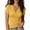 Yellow, variant on Women's Summer Cross Over V Neck Pleated Elegant Solid Color Fitted Short-Sleeve T-Shirt Casual Top Beige L