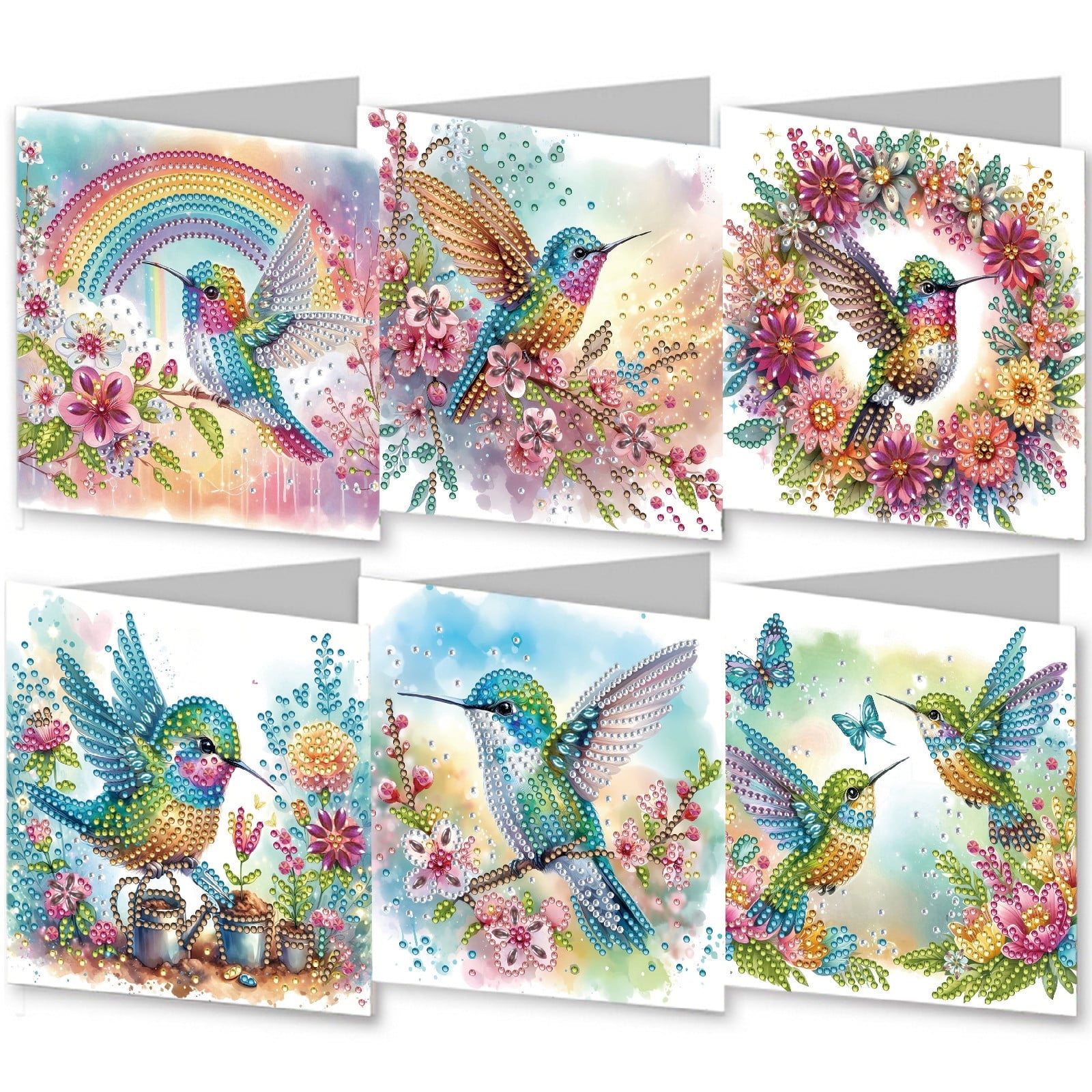 FLOPESN 12Pcs DIY Folding Greeting Card Diamond Art Painting,Creative Design Thank You Cards Set for Birthday Christmas Crafts Gift