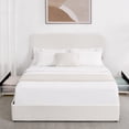 thumbnail image 4 of 2-Drawers Solid and Stable Storage Bed Queen Size Boucle Upholstered Platform Bed, Curved Stitched Tufted Headboard, Wooden Slat Mattress Support, No Box Spring Needed (Ivory), 4 of 12