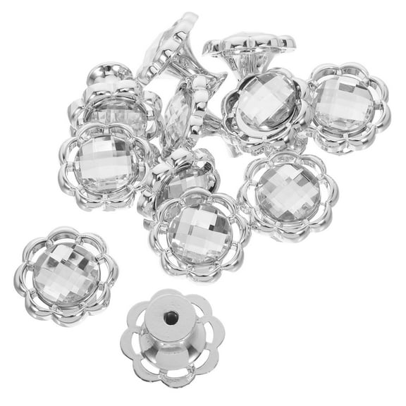 ELAYARD 12Pcs Silver Flower Shape Drawer Knobs with Rhinestones for Cabinets and Dressers